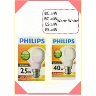 PHILIPS SOFTONE 25W 40W ( E27/ B22) LIGHT BULB SOFT WHITE COMPACT SIZE