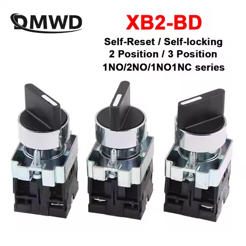 XB2-BD21 BD25 BD33 BD53 BD73 1NO/2NO/1NO1NC 2/3 position Latching self-locking selector push button 