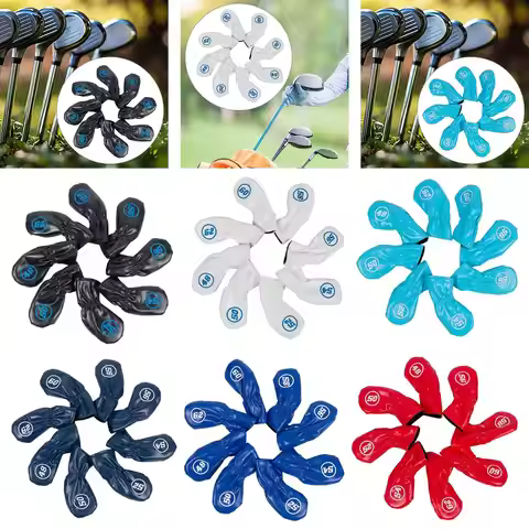 8 Pieces Golf Iron Club Head Covers Protector Guard Outdoor Sports Accessories Embroidery Golf Iron