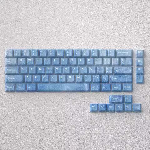 PBT Keycaps for Mechanical Keyboard Haze Blue Smog Dye Sublimation Cherry 75 Keys for 60 65 68 Mecha