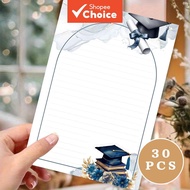 30-sheet B5 Blue Floral Graduation Cap Lined Paper, No Glue—Ideal for Notebooks, Memos, and Scrapboo