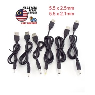 USB to DC 5521 5525 5.5 x 2.1mm 5.5 x 2.5mm Plug Jack 5V 2.4A EV Pad EvPad  TV Box Power charging Charger Cable