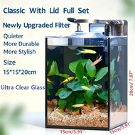 15x15x20cm Nano Fish Tank with Lid | Complete Set for Betta Fish | Full Foam Packing