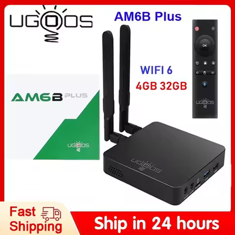 Ugoos AM6B Plus WIFI6 Smart TV BOX Amlogic S922X-J 2.2GHZ Android 9 4GB RAM 32GB ROM 4K Media Player