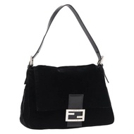 FENDI Mamma Baguette 單肩包 絲絨 黑色 銀色 正品 yk20633SAM