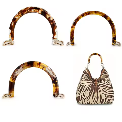 1/2/4/6PCS U-shaped resin handle with metal buckle Handbag frame wallet kiss buckle frame DIY sewing