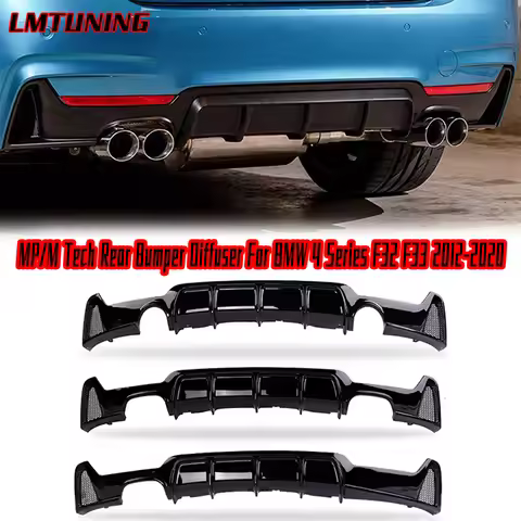 For BMW 4 Series F32 F33 F36 2014-2020 Bright Black M Sport Rear Bumper Diffuser Lip MP Body Kit Dif