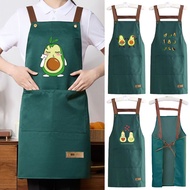Kitchen Cooking Apron Minimalist Style Size Oil Resistant Nude With Avocado Print Pocket