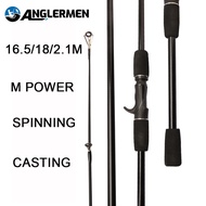 ANGLERMEN Ultralight Fishing Rod Portable M Power Fiberglass Spinning Rod 2-piece Rod 1.65-2.1m Cast
