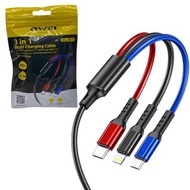 [包郵] awei CL-971 原裝行貨3合1通用高速傳輸充電線高速線手機叉電線快差線急差線快充線一拖三分掐線全新1.2米長 1.2m CL 971  3 in 1 Multi Charing Ca