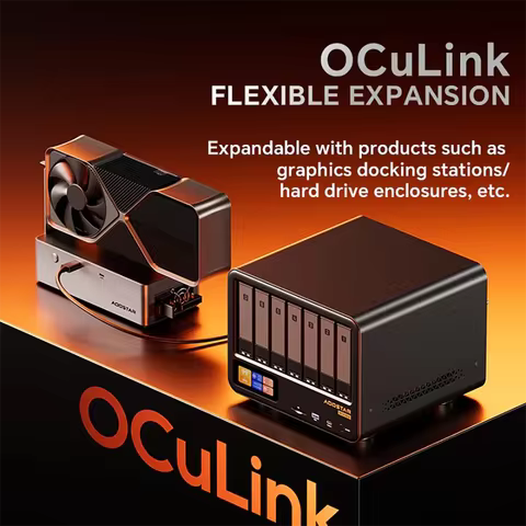 AOOSTAR WTR MAX NAS Mini PC AMD Ryzen 7 PRO 8845HS 6×3.5" HDD+5×M.2 SSD DDR5 ECC Dual 2.5G LAN USB4 