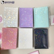 QUENNA 50Pcs Laser Heart Shaped Glittering PP Card Sleeves Protective Film Card Protection For Id St