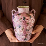 Yuma Ma Gaya Sama Jingdezhen Asli yang dilukis dengan tangan Underglaze Artistik Retro Rose Pasu unt