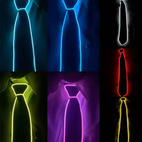 Glowing Tie EL Wire Neon LED Luminous Party Haloween Christmas Luminous Light Up Decoration DJ Bar C