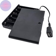 Strongaroetrtombn 1Pcs USB Mini Power Supply Battery Box With Cover And Switch 6 X AA USB Battery Bo