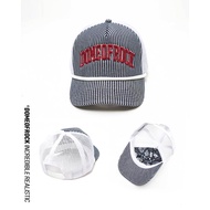 Dome Of Rock Mesh Trucker Hat Dome Of Rock Stripe Navy Casual Fashion Men Wanita