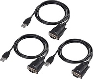 Anbear USB to RS232 DB9 Cable 3PACK(5 FT), USB 2.0 to Serial Cable Male A Converter Adapter with PL2