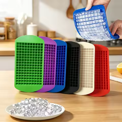 160 Grid Mini Silicone Ice Tray Foldable Ice Mold Ice Tray DIY Small Square Ice Cube Mold Home Kitch