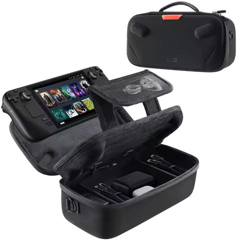 Steam Deck Case, Steam Deck OLED Carrying Case, Large Capacity Storage,Built-in AC Adapter Charger S