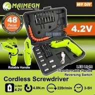 Maimegn 48pcs 4.2V Cordless Screwdriver Drill 4.2V Cordless Drill Machine With USB Charging