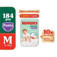 HUGGIES AirSoft Pants Diapers M 46s (4 Packs) Breathable And Soft Diapers For Baby