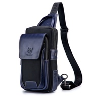 Men Leather Sling Bag Casual Chest Bag Pack Crossbody Bag Sling Backpack Travel Shoulder Backpack