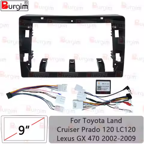Car Radio Frame For Toyota Land Cruiser Prado 120 LC120 Lexus GX 470 2002-2009 9 inch Stereo Panel H