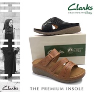 YK8 Clarks Women Deluxe Comfort Wedges Sandals Premium Quality Sandal Wanita Clarks