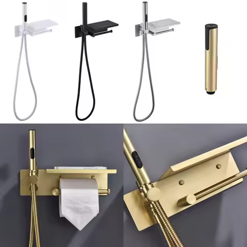 Brushed Gold Bidet Faucet Hand Protable Toilet Bidet Toilet Bidet Faucet Bathroom Shower Head With C