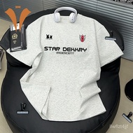 100% Cotton Creative Letter Short Sleeve T Men's T-Shirt Trendy Brand Versatile Loose Basic