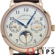 A. Lange & Söhne 1815 年曆腕錶 40 毫米 1815 計時碼錶 238.032E/LSLS2384AP 錶盒、保固卡、18K 玫瑰金/皮錶帶、男士腕錶、銀色、拋光、成色極佳 [二