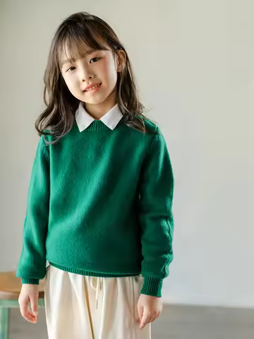 Children's Winter Basic Model Pure Wool Thick O-neck Pullover Boys Girls Kid 100% Au Merino Sweater 