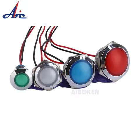 16MM 19MM 22MM Ball Metal Indicator waterproof LED RGB Light 3V 12V 24V 220V Pilot Lamp LED With Wir