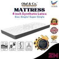 OLAF &amp; CO Synthetic Latex Mattress Single / Super Single Premium Quality Mattress / Tilam Bujang (4''Inch)