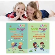 4 Books + Pen Magic Practice Copybook Free Wiping Children's Copybook Magic Writing Sticker English