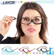LAYORSG Folding Eyeglasses, Eyewear +1.50~+4.0 Diopter Rotating Makeup Reading Glasses, Fashion Visi