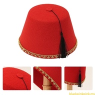 BLACK Traditional Fez Hat Turkish Caps for Adult Men Breathable Round Ottoman Fez Caps