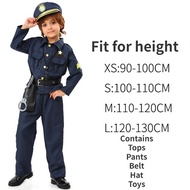 Halloween Childen Police Officer Uniform Outfit Cosplay Costume Boys Girl Policeman Coat Pants Belt