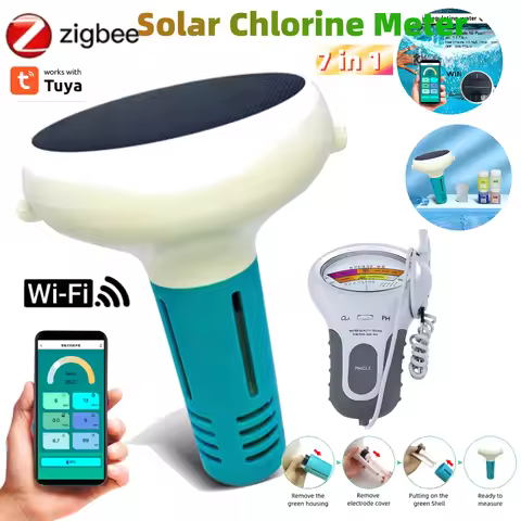 7 in 1 WiFi Zigbee Chlorine Meter PH ORP EC TDS Salinity Temp CL Salt Water ppm Tester APP Control M