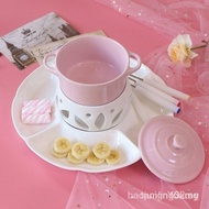 Ceramic Ice Cream Hot Pot Chocolate Hot Pot Set with Lid Small Hot Pot Cheese Hot Pot Cute Hot Pot