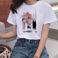 Spirited Away Cute Totoro T Shirt Harajuku Women's O-collar Short Sleeve T Shirt  Sisters Wear