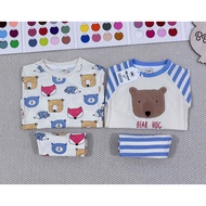 Set of 2 sets of embroidered fox bears for babies 8-25kg