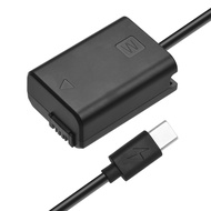 Myhome-sg Andoer NP-FW50 Dummy Battery USB-C Coupler Adapter with USB Type-C Spring Power Cable Repl