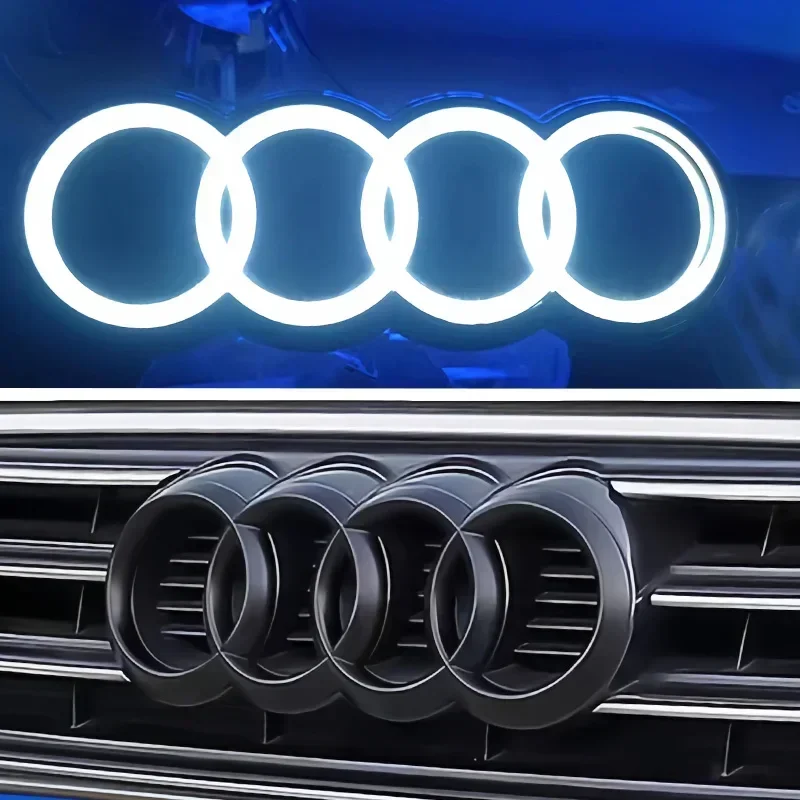 Audi | Audi Car LED Front Grille 4-Ring Logo Light Static White Light 249 273 Sticker For AUDI A4 A
