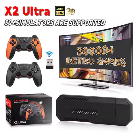 X2 Ultra Video Game Stick Console Retro Games Christmas Gift 2.4G Double Wireless Battery Controller