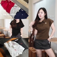 Oh X2 POLO Plain Color Shirt U-Shaped Fabric 5 Buttons