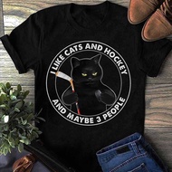 I Like Cats And Hockey And Maybe 3 People Funny Black Cats Hockey - Ice Hockey Player - Hockey Lover