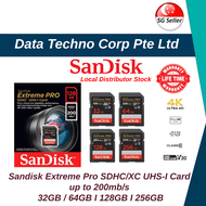 (SG LOCAL STOCK)SanDisk Extreme Pro SDXC SDXXD,V30, U3, C10, UHS-I, 200MB/s R, 90MB/s W - 32GB I 64GB I 128GB I 256GB I 512GB