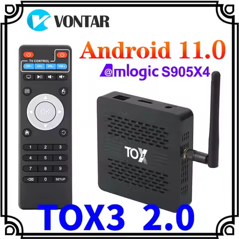 TOX3 Smart TV Box Android 11 4GB 32GB Amlogic S905X4 Dual Wifi 1000M BT4.1 Support AV1 4K 60fps DLNA