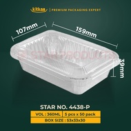 Aluminum Foil Tray/ Container Cake Cup Rectangular Box 4438P + Lid Food Container Aluminum Oven & Ai